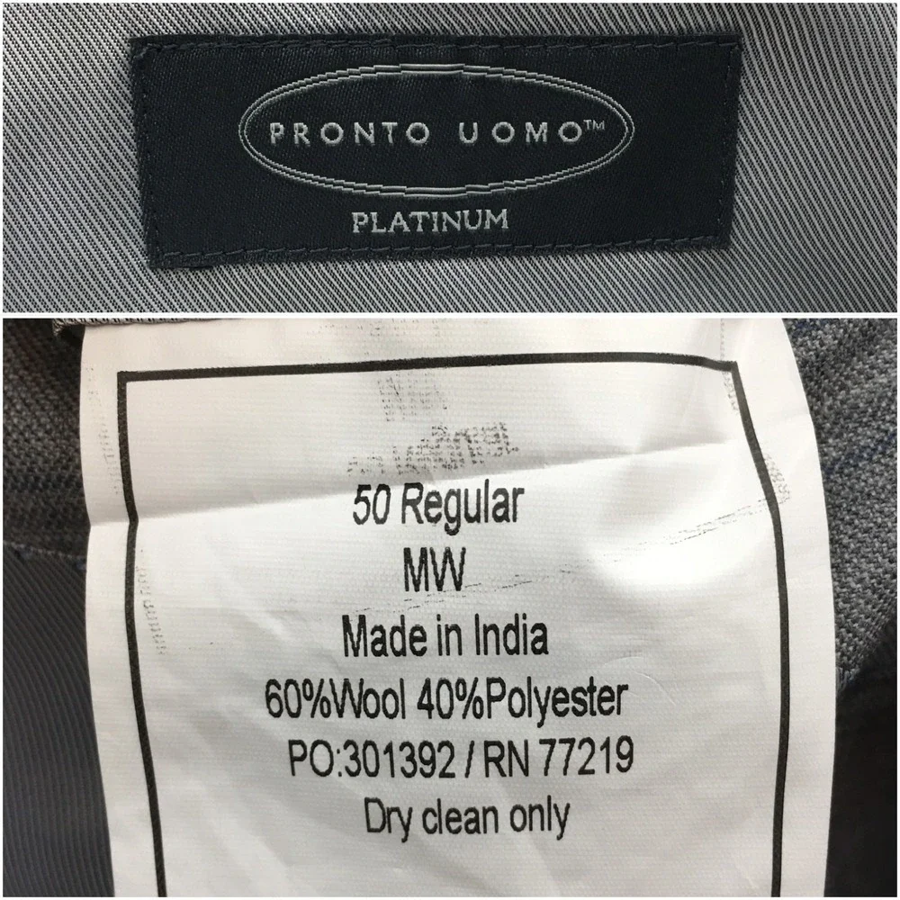 PRONTO UOMO Men Wool Blazer Sport Coat Casual Jacket‎ Size 50R Classic Gray Suit